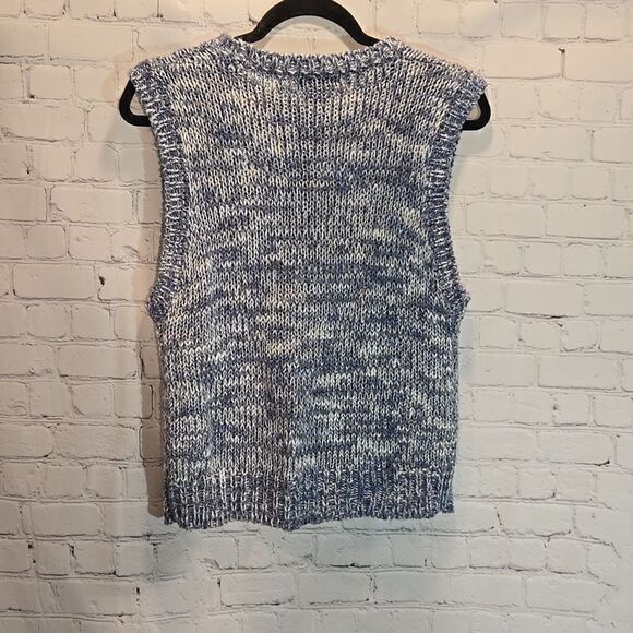 Joan Harper knit blue and white sweater vest size M - Picture 5 of 7